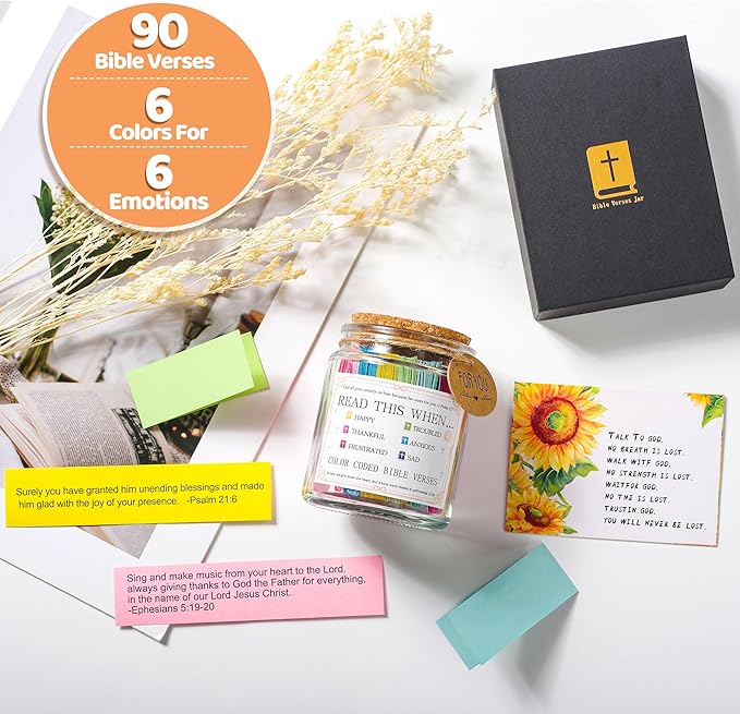 Bible Verse Jar, Read Me When Bible Verses Jar For Daily Encouragement, Inspirational Prayer & Reflection,Graduation Gift for Her,Gifts for Mom from Daughter Son, Christian Gifts for Women