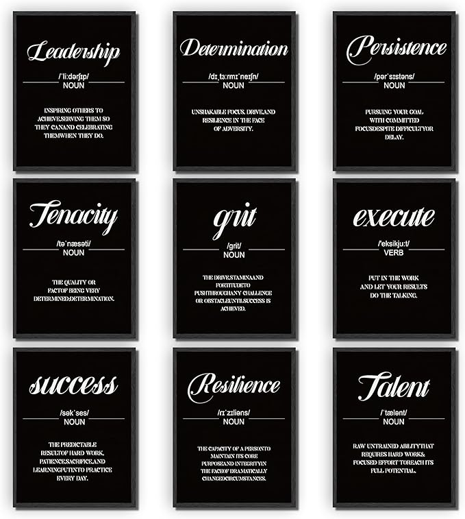 9 Pieces Motivational Wall Decor Poster Prints for Classroom - Unframed Inspirational Sayings Wall Art, Daily Positive Affirmations for Office Classroom Bedroom Dorm or Teen Room Decor 8x10 inch