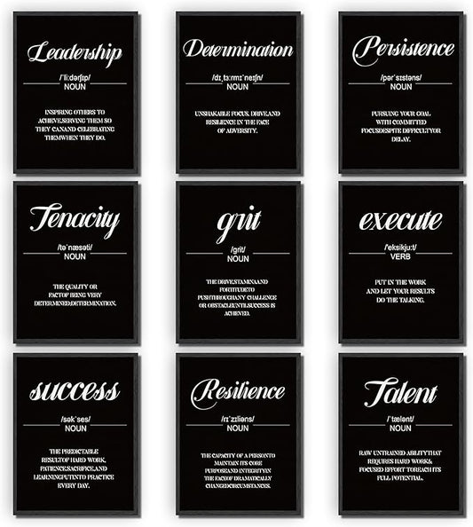 9 Pieces Motivational Wall Decor Poster Prints for Classroom - Unframed Inspirational Sayings Wall Art, Daily Positive Affirmations for Office Classroom Bedroom Dorm or Teen Room Decor 8x10 inch