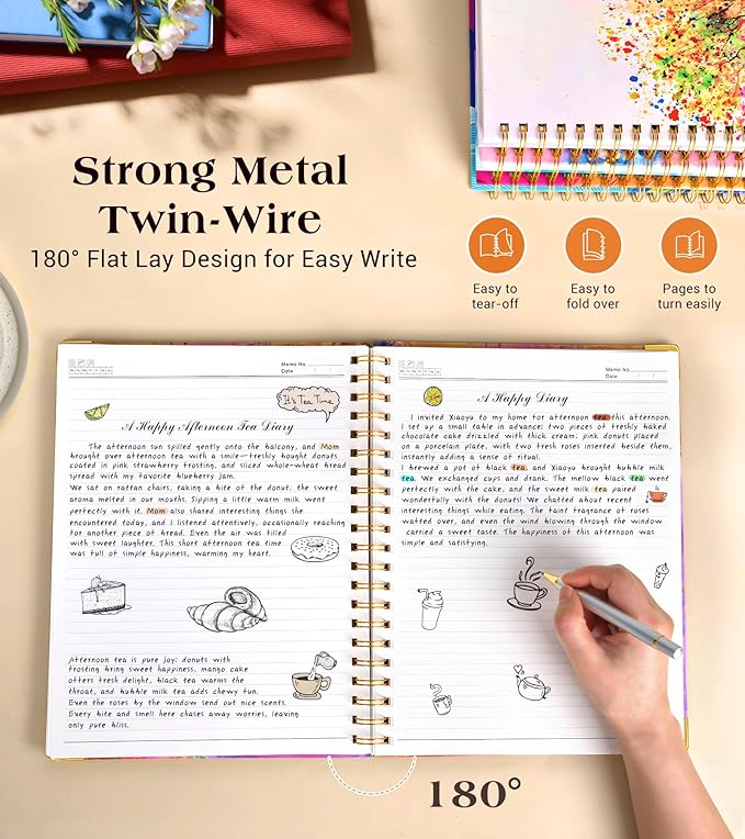 Lined Spiral Notebook Journal for Women, 200 Pages Cute Notebooks 8.5” x 11”, A4 Large Hardcover Spiral Journals with 100 GSM Thick Paper, College Ruled Notebook for Writing Work School, Autumn Tree