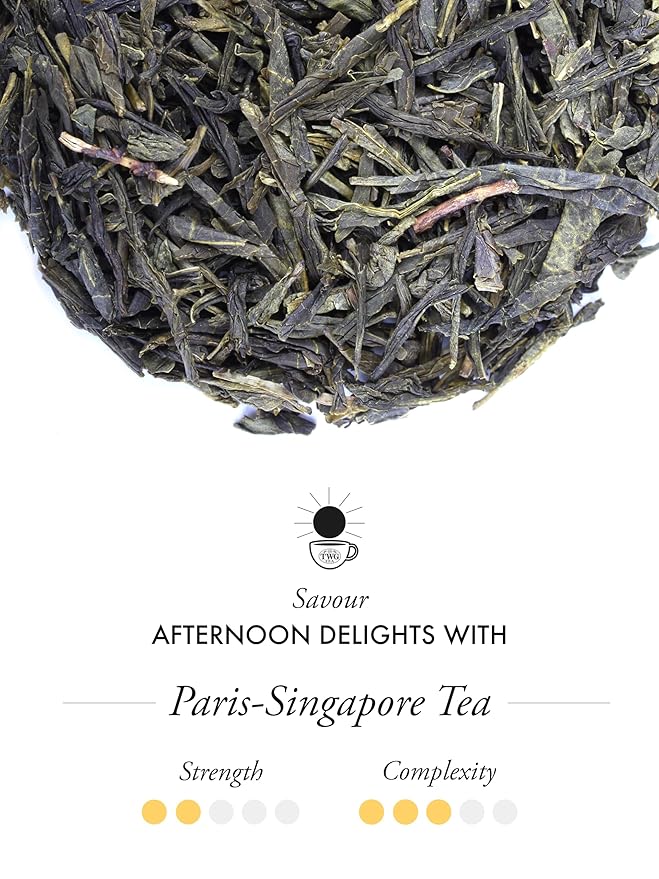 TWG Tea | Paris-Singapore Tea | Green Tea | Cherry Blossoms & Red Fruits | 15 Hand Sewn Cotton Teabags | Gift Set