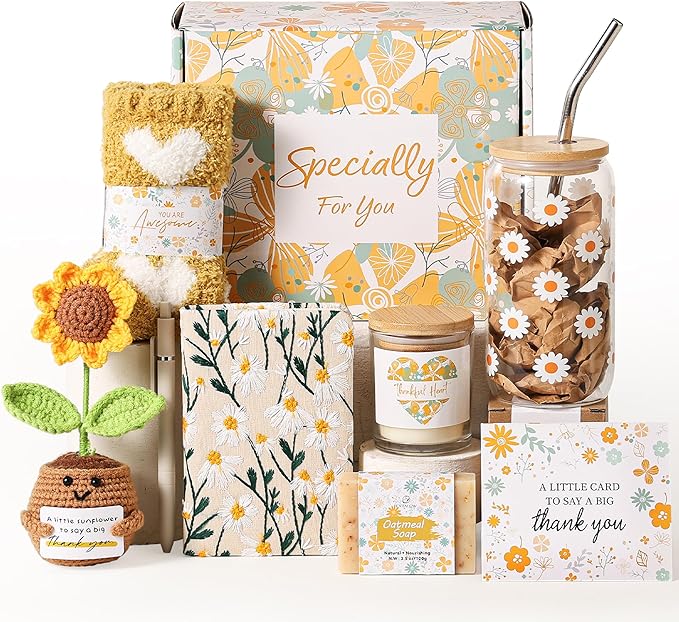 EXTALOW Thank You Gifts for Women,10PCS Teacher Appreciation Gifts,Birthday Gift Basket,Employee Appreciation Gift for Coworkers WomenTeachers Friends Mom Her Boss Nurse Secretary with Thanks Cards