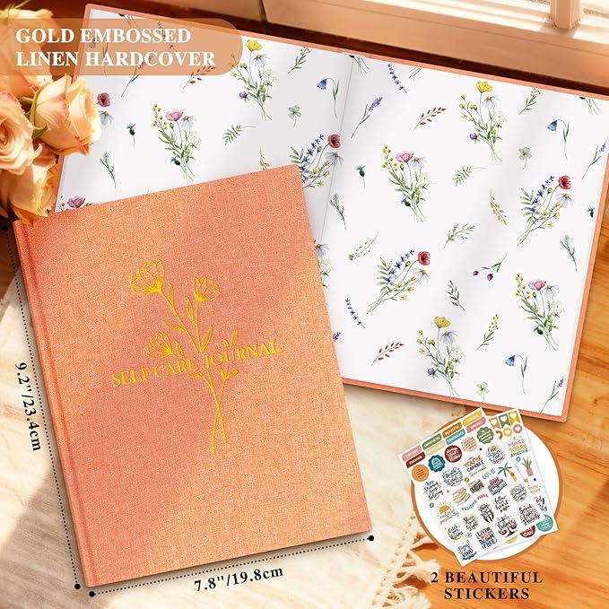 Lanpn Self Care Journal for Women, Self Love Guided Journals with Prompts, Daily Reflection Wellness & Gratitude Planner, 5 Minute Mental Health Notebook, Mindfulness Mood Log, 240 Pages, Brick Red