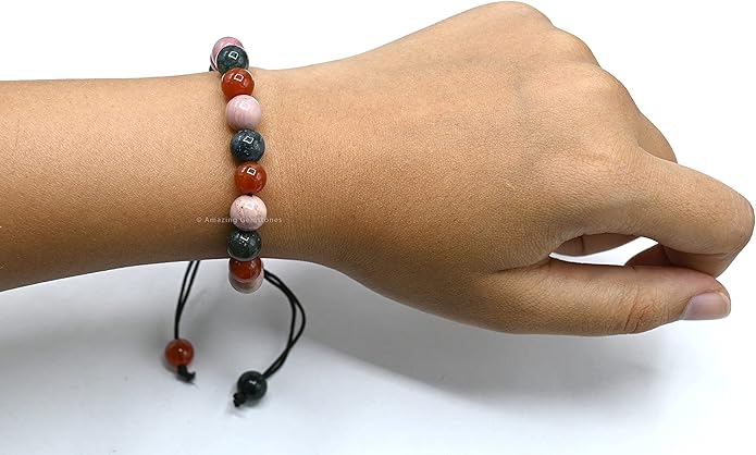 Natural Healing Crystal Bracelet for Women - Mens Bracelet Energy Balancing Gemstones Set - Adjustable Stone Bead Bracelet for Men and Women - Chakra Crystal Therapy Accessory, Meditation