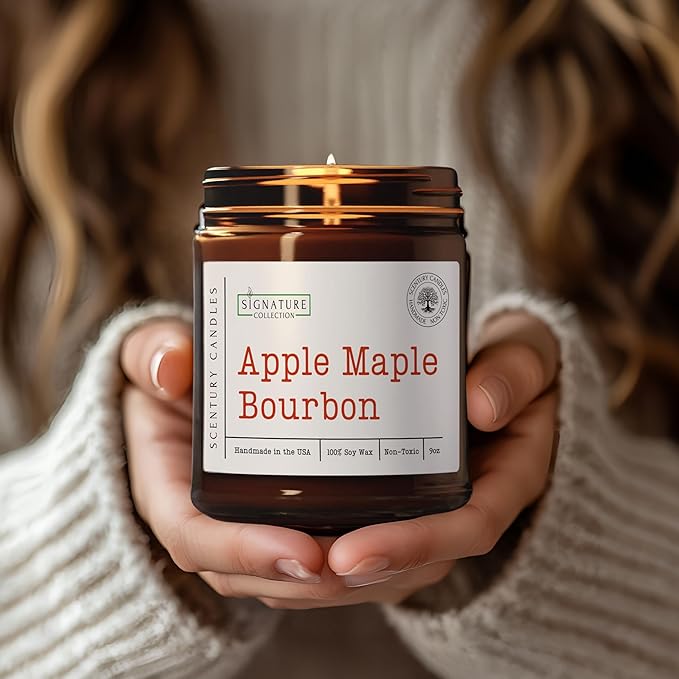 Apple Maple Bourbon Scented Candle, Many Scents to Choose from, All Natural Non-Toxic Soy Wax, Handmade in The USA (Apple Maple Bourbon)