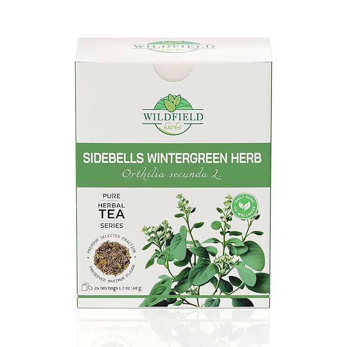 24 Bags Dried Cut Sidebells Wintergreen Herb Tea (Orthilia Secunda) - 24 Count 2g Tea Bags One-Sided Wintergreen Orthilia (Peralito)