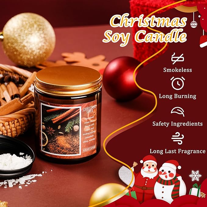 Christmas Candle | Christmas Cookies Candle Scents of Merry Cookie Dough Sugar Cookies for Santa Holiday, Christmas Scented Candles for Home - 7 oz Aromatherapy Jar Candles, Gift for Women and Men