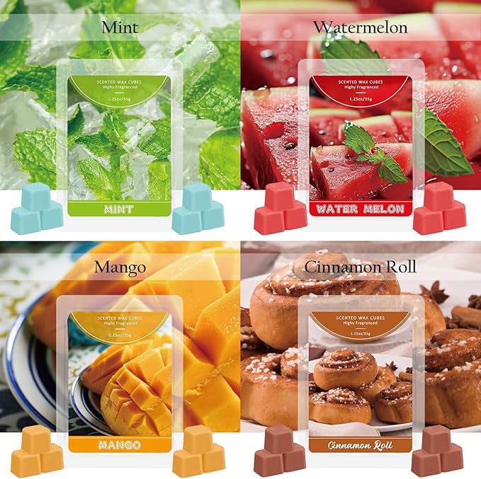 STRN Wax Melts Premium Soy Wax Cubes, Long-Lasting Highly Scented Essential Oils Fragrances Wax Cubes for Warmers Plant Based All Natural Soy Wax Melts - 12 Pack