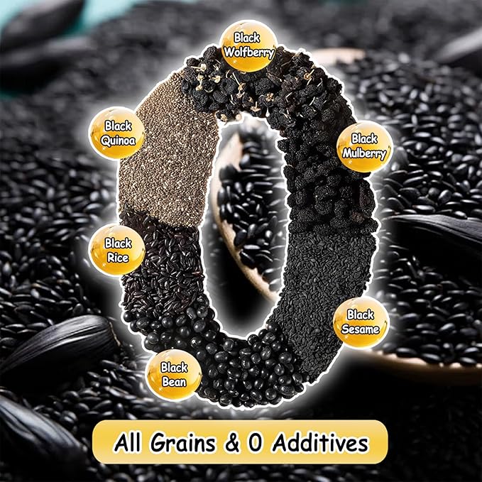 KachiKachi Black Sesame Balls - Natural Sesame Snack | No Sugar Added | Include 7 Kinds of Grains, Ideal for Breakfast, Party, Hiking - 4.45oz 126g, 黑芝麻丸