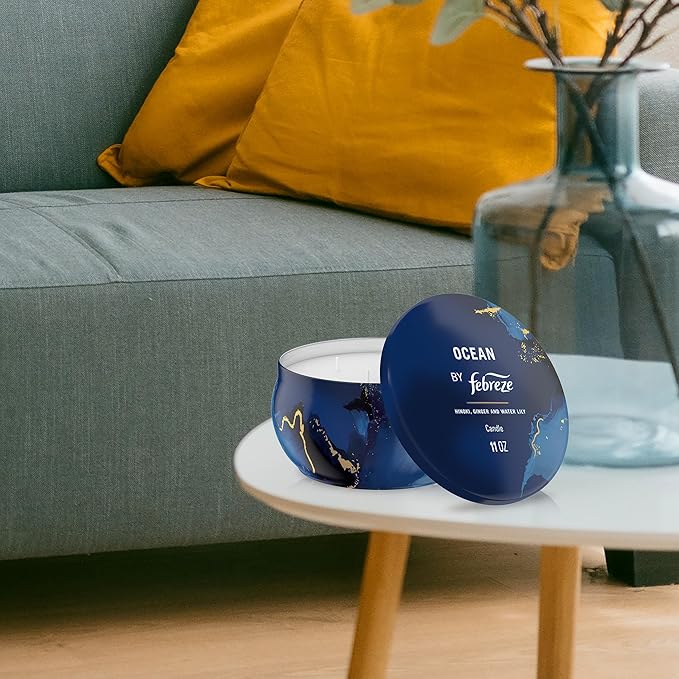 Febreze Scented Candle, Ocean Scent, 11 oz 4 Wick Candle, Single Pack