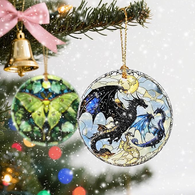 Christmas Ornament, Christmas Decoration, Ceramic-Style Dragon Ornament, Heirloom Keepsakes, Holiday Ornaments, Holiday Presents, Unique Xmas Gifts, Gift Exchange Ornaments, Gift Idea