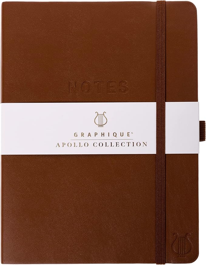 Graphique Apollo Vegan Leather Journal | Hardcover Notebook | 192 Lined Pages | Inner Pocket, Pen Loop, Elastic Closure | Work, Diary, Notes | 6” x 8”