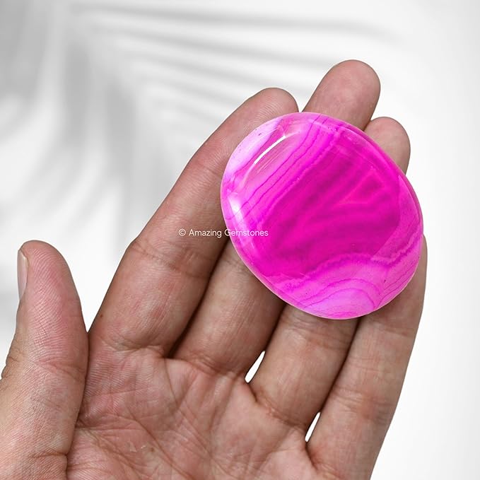 Amazing Gemstone Pink Onyx Crystals and Healing Stones - Large Palm Stone Crystals Piedra - Crystal for Good Luck, Balanced Positive Energy, Meditation - Unique Stocking Stuffers, Gifts for Women, Men