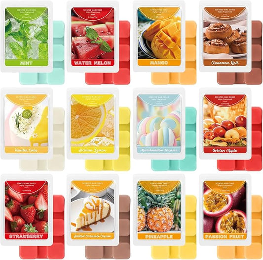 STRN Wax Melts Premium Soy Wax Cubes, Long-Lasting Highly Scented Essential Oils Fragrances Wax Cubes for Warmers Plant Based All Natural Soy Wax Melts - 12 Pack