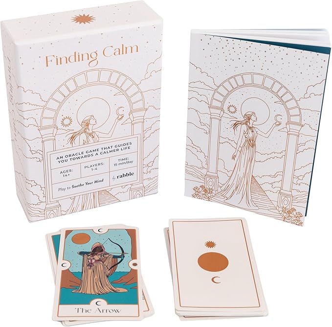 Finding Calm - A Calming Tarot Card Game | 1-4 Players, Includes Guidebook for Mental Health, Mindfulness, and Positive Affirmations, for Oracle Beginners