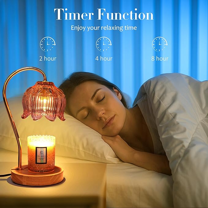Flower Candle Warmer Lamp with Timer - Dimmable Electric Candle Warmer for All Jar Scented Candles - Mother's Day Gift Home Decor for Women