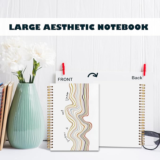 BearCake Positive Affirmations Gifts, Inspirational Motivational Notebook Journal Inspirational Gifts for Women,Progress is not Linear Hardcover Spiral Notebook 5.5x8.3