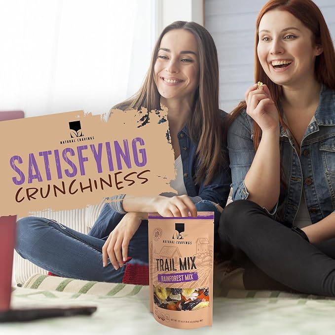 Natural Cravings 24oz Trail Mix Bulk Family Size Bag - Tropical Rainforest Dried Fruit Mix & Assorted Nuts Mix with Dry Pineapple, Banana Chips, Papaya, Raisins, Coconut Chips - Gluten Free Trail mix