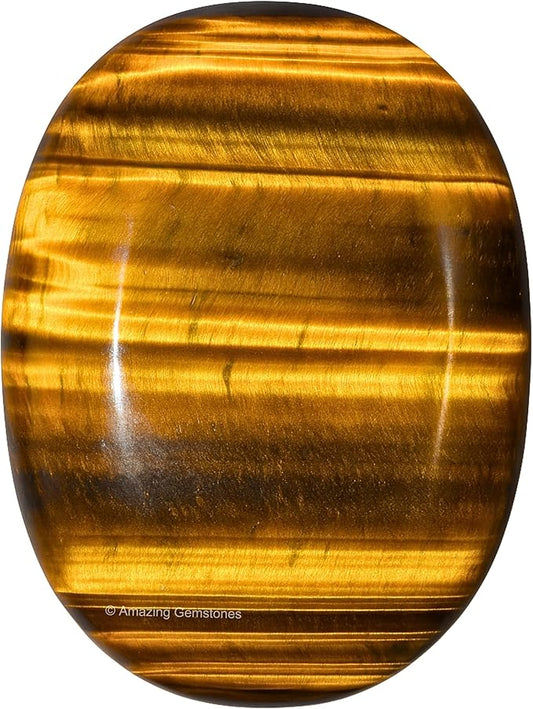 Amazing Gemstone Tiger Eye Crystals and Healing Stones - Large Palm Stone Crystals Piedra - Crystal for Good Luck, Balanced Positive Energy, Meditation - Unique Stocking Stuffers Gifts for Women, Men