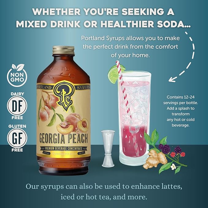 Georgia Peach – Sweet, Juicy Peach Flavoring for Coffee, Teas, Smoothies, Cocktails, & Desserts – Perfect for Adding a Touch of Southern Delight to Any Beverage – 12 oz, 24 servings (Pack of 1)