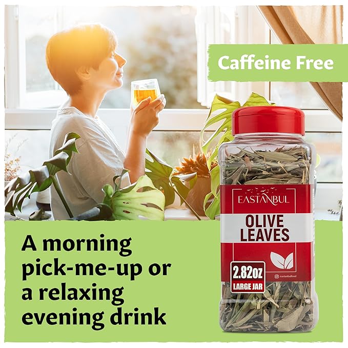 Eastanbul Olive Leaf, 2.82oz, Olive Leaf Loose Tea AKA Te De Hojas De Olivo, from Turkish Mediterranean Trees, Caffeine-Free, Natural, Vegan, Gluten Free, Non GMO
