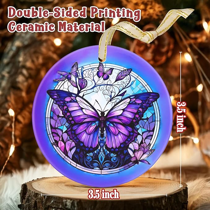 Butterfly Ceramic Ornament - Christmas Tree Decor - Butterfly Lovers Gift
