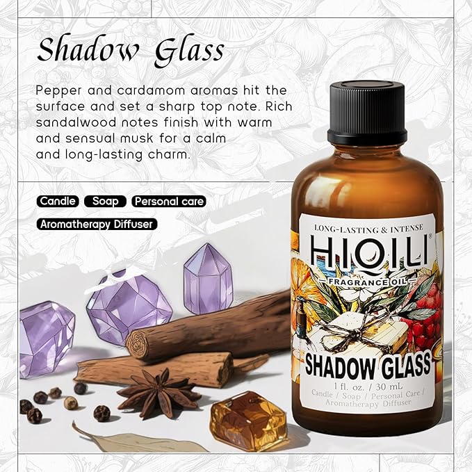 HIQILI Shadow Glass Fragrance Oil for DIY Soap & Candle, Inspired by Ver-sace Cryst. Nr-EDT, Women's Perfume Making, Luxury Scents for Diffusers, Body Care - 1 Fl Oz