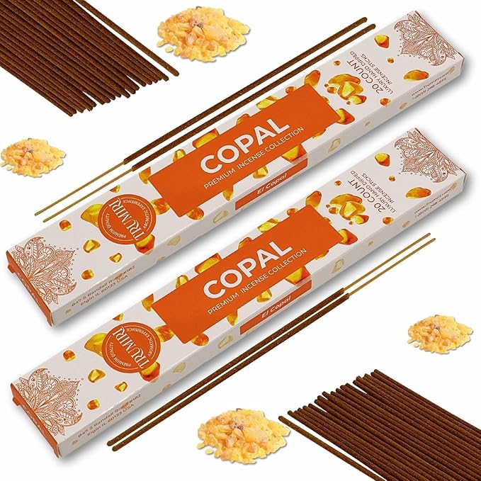 Copal Incense Sticks - Total 120 Insence-Sticks - 6 Packs of 20 Insense - Inciensos - Inscents - Natural Non Toxic Ingredients - Incents - Incence - Inscense - Insents
