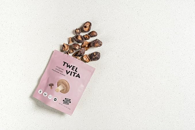 TwelVita Wholesome Baked Shiitake Mushroom Crisps, Vegan Snacks, Clean Label, Non-GMO, Gluten-Free, 1.76 oz ea, Pack of 4