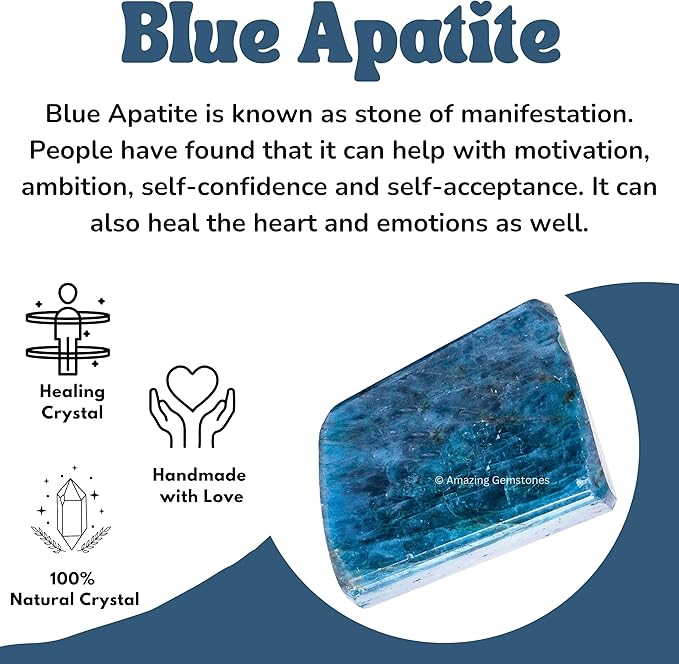 Amazing Gemstone Apatite Crystals and Healing Stones Tumbled - 1 oz, Natural Healing Stones for Energy Balance, Stress Relief - Premium Polished Gems Rocks for Meditation & Wellness