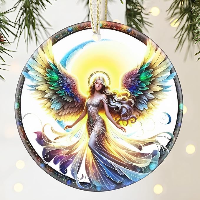 Angel Christmas Ornament, 3.5 Inch Ceramic Christmas Hanging Ornament, Angel Decor, Christmas Tree Ornaments, Gifts for Christmas, Holiday Presents, Gift Exchange