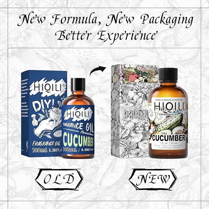 HIQILI Cucumber Fragrance Oil for Diffuser Use, Fresh Scents for DIY Soap, Body Spray, Candle Supplies for Candle Making - 1 Fl Oz