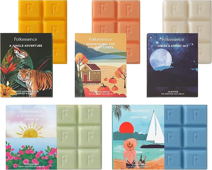Folkulture Wax Melts Cubes Strong Scent | Set of 5 Fall Scents Scented melt (30pc) | Candle Warmer Wax-Melts | Soy Melt for Warmer | Scented Cube for Fall Essentials | Pumpkin Spice Scents