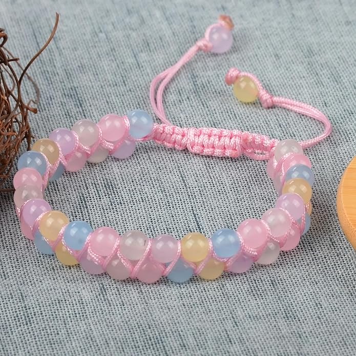 MASSIVE BEADS Double Layer Natural Chakra Healing Power Crystals Macrame Bracelet Yoga Stone Beads Gemstone Meditation Relax Anxiety Bangle for Unisex Women Men