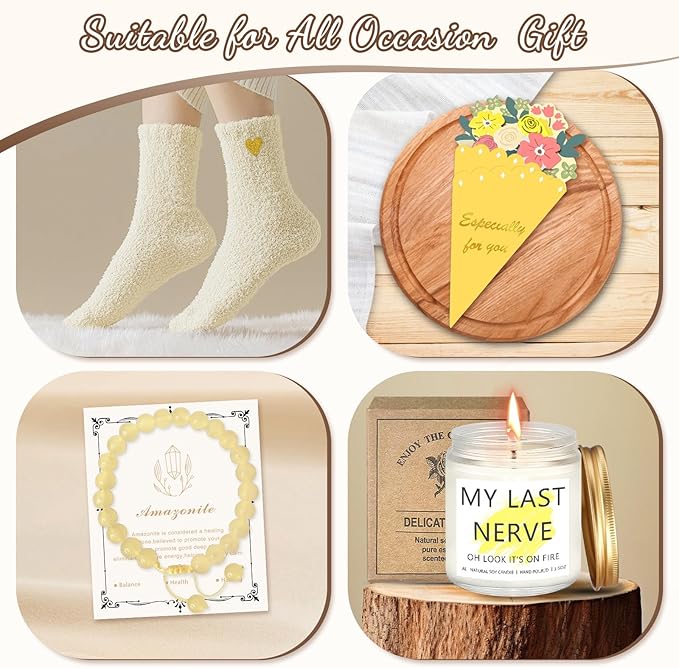 Birthday Gifts for Women, Teen Girls, Her, Unique Happy Birthday Gift Baskets for Best Friend Sister Daughter, Women Gifts Box for Girl Wife Girlfriends, 14pcs Cute Daisy Glass Cups Gift Set(Yellow)