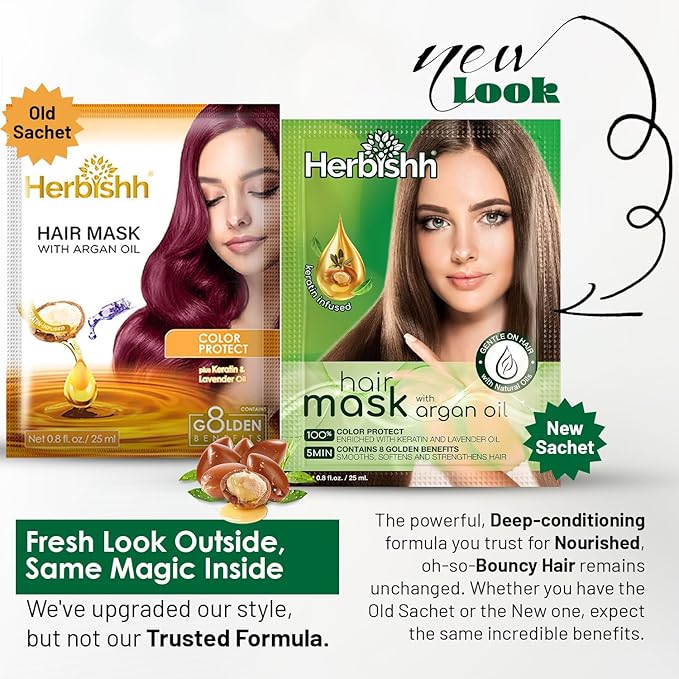 Herbishh Argan Hair Mask-Deep Conditioning & Hydration For Healthier Looking Hair-25gm for very Dry, Weak, Stressed Out Hair, No Sulphates, No Parabens