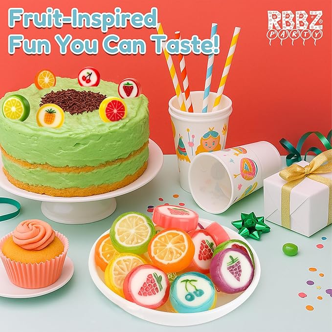 Fruit Slices Candy - Hard Candy Bulk 1 lb Bag of Individually Wrapped Small Candy Fruit Slices (approx. 118 pcs) Hard Candies Assortment - Great for Candy Buffet - Office Candy - Treat Bags