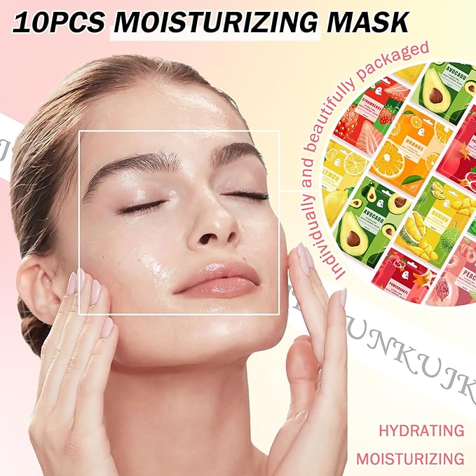 20PCS Hydrating Facial Sheet Mask,Moisturizing Face Masks Skincare Gift Set,Brighten Long Lasting Face Mask Skin Care & Facial Mask Kit for All Skin Types