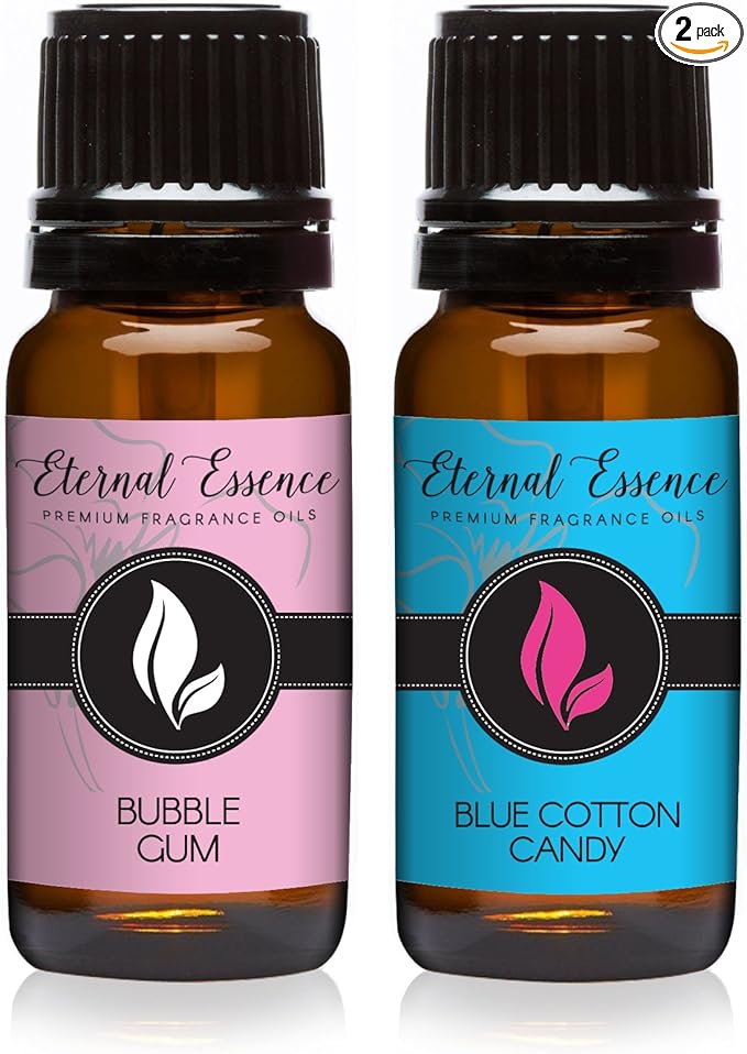 Eternal Essence Oils 2 Pack 10ml Premium Fragrance Oil - Blue Cotton Candy & Bubble Gum - for Candle, Soap Making, Aromatherapy, Diffusers, Home Care, & Humidifiers