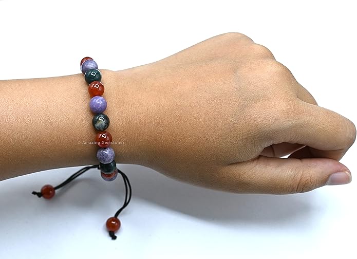 Natural Healing Crystal Bracelet for Women - Mens Bracelet Energy Balancing Gemstones Set - Adjustable Stone Bead Bracelet for Men and Women - Chakra Crystal Therapy Accessory, Meditation
