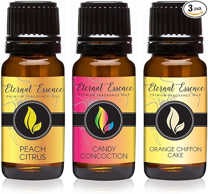 Eternal Essence Oils - Trio (3) - Orange Chiffon Cake, Peach Citrus & Candy Concoction - Premium Fragrance Oil - 10ML