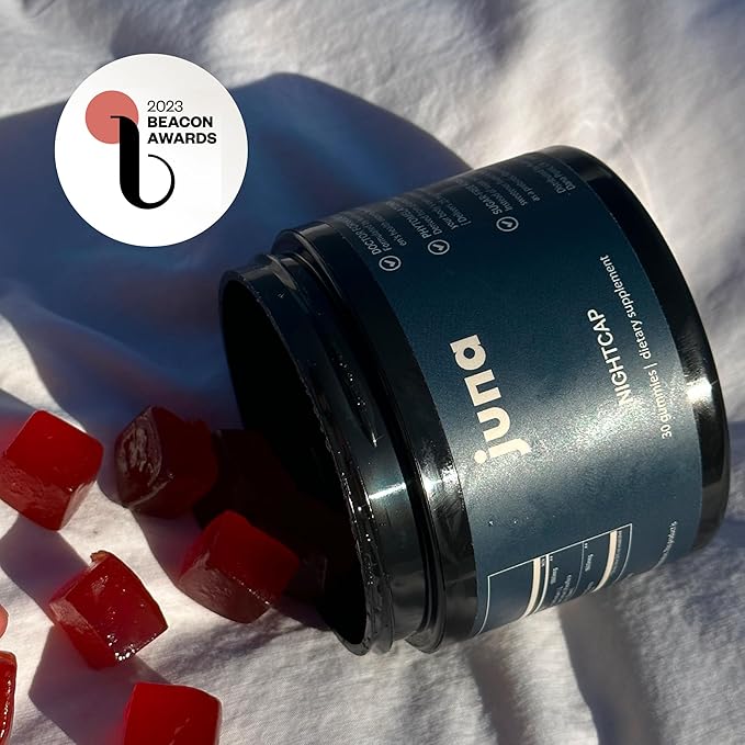 Juna Nightcap Sleep Gummies (2-Pack) – Sugar-Free, All-Natural Sleep Aid with Low-Dose Melatonin, Tart Cherry, GABA, Magnesium, Chamomile &