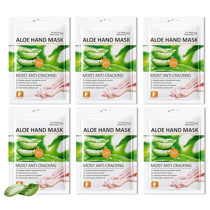 Hydrating Hand Masks, 6PCS Hand Mask Moisturizing Gloves for Men Women, Smooth Long Lasting Soft Exfoliating Hand Peeling Spa Mask Moisturizer Beauty Gift Set for Dry Cracked Rough Dull Hands（N)