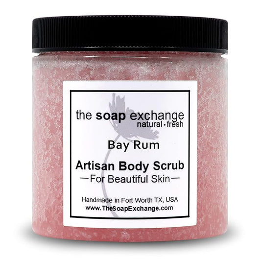 The Soap Exchange Sugar Body Scrub - Bay Rum Scent - Hand Crafted 16 fl oz / 480 ml Natural Artisan Skin Care, Shea Butter, Exfoliate, Moisturize, & Protect. Made in the USA.