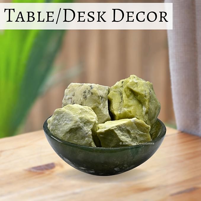 Amazing Gemstone 2 Pieces Serpentine Raw Crystals and Healing Stones, Natural Rocks for Tumbling and DIY Raw Stones and Crystals