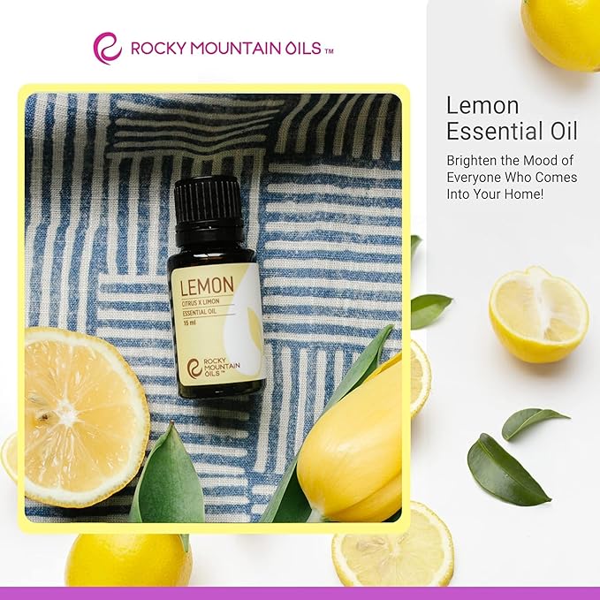 Rocky Mountain Oils Lemon Essential and Natural Aromatherapy Essential Oils for Diffuser, Topical, and Home - 15ml