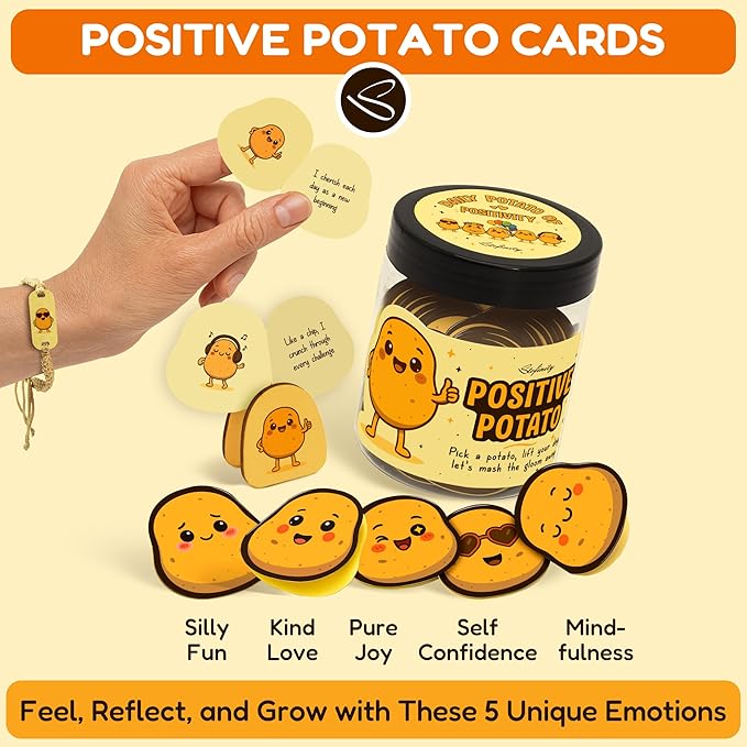 Emotional Support Potato Affirmation Jar - Funny Birthday Gifts For Women Friends Coworkers, Cute Positive Affirmations Cards Desk Decor, Back To School Teen Girl Gifts Trendy Stuff