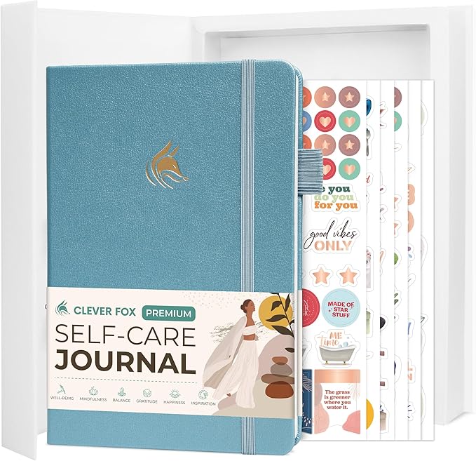 Clever Fox Self-Care Journal Premium – Daily Gratitude & Mental Health Notebook for Women – Reflection & Personal Development Journal (Aquamarine)