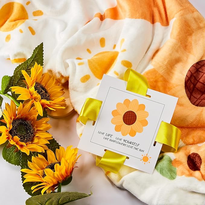 Sunshine Box - Sunshine & Sunflower Gifts for Women, Self Care Birthday Gifts, Care Package for Women, Relaxation Encouragement Gift Set with Sunflower Theme