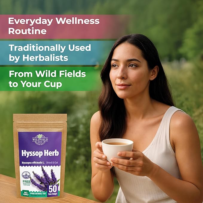 50 Bags Hyssop Dried Herb Hyssop Tea Herbal (Hyssópus Officinális) - 50 Count 1.5 g Tea Bag Herb Hyssops Hissop Hysopp Hisopo
